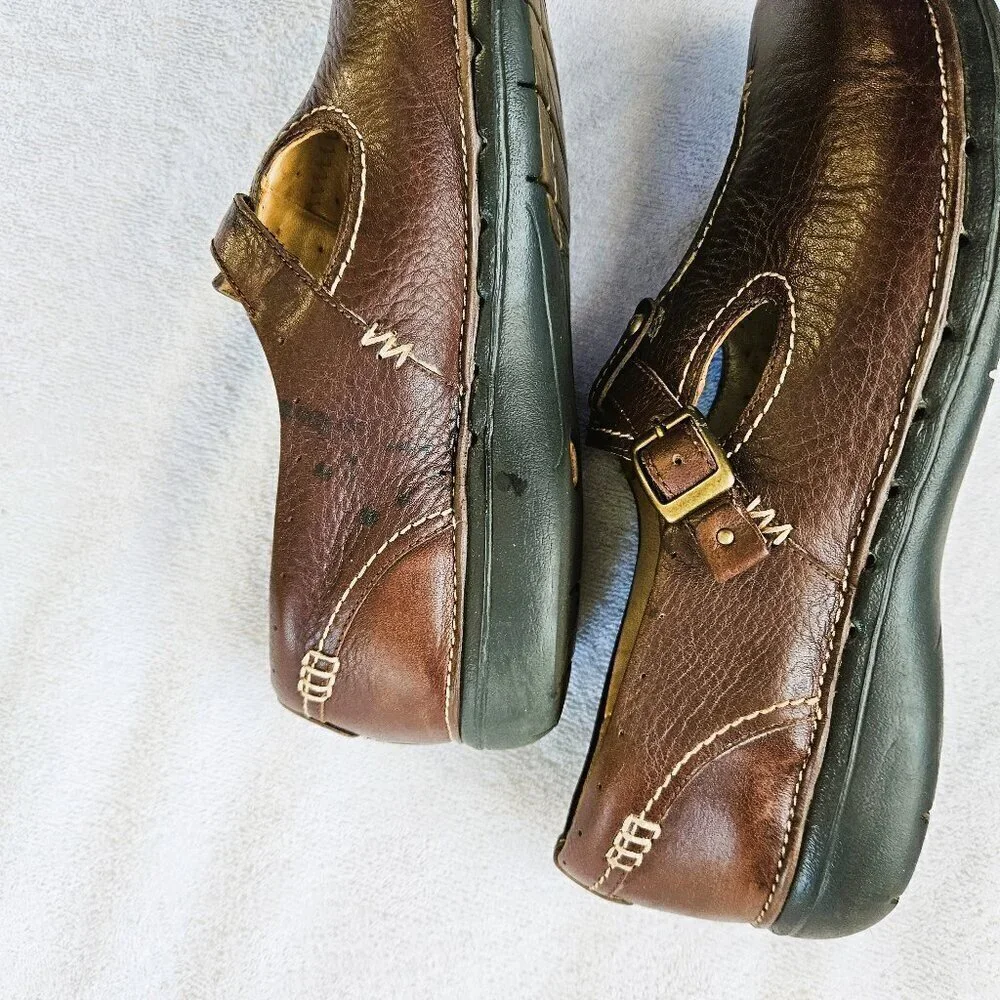 Clarks Unstructured Comfortable Mary Jane Brown Leather Loafers Size 10 M